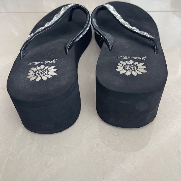 Yellow Box Sabbi Crystal Rhinestone Flip Flops Wedge Sandals Womens 8M - Picture 5 of 12